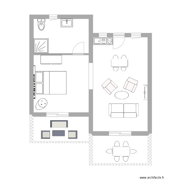 T2 38 m². Plan de 0 pièce et 0 m2