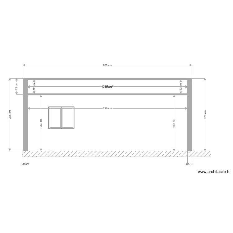 Annexe fa&ccedil;ade 8m. Plan de 