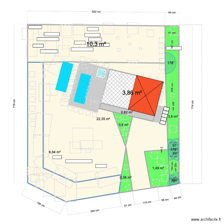 idee. Plan de 9 pièces et 56 m2