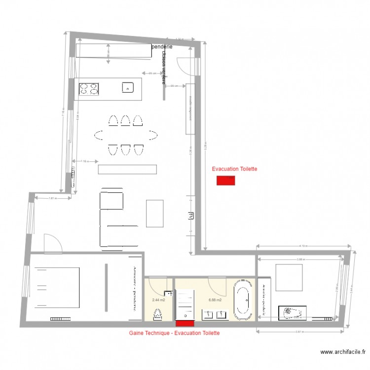 T2 couloir entrée cuisine ouverte  6. Plan de 0 pièce et 0 m2