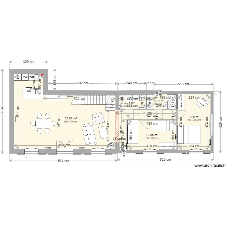 extension finale cot&eacute;e. Plan de 0 pièce et 0 m2