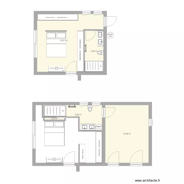 garage en chambre V1. Plan de 