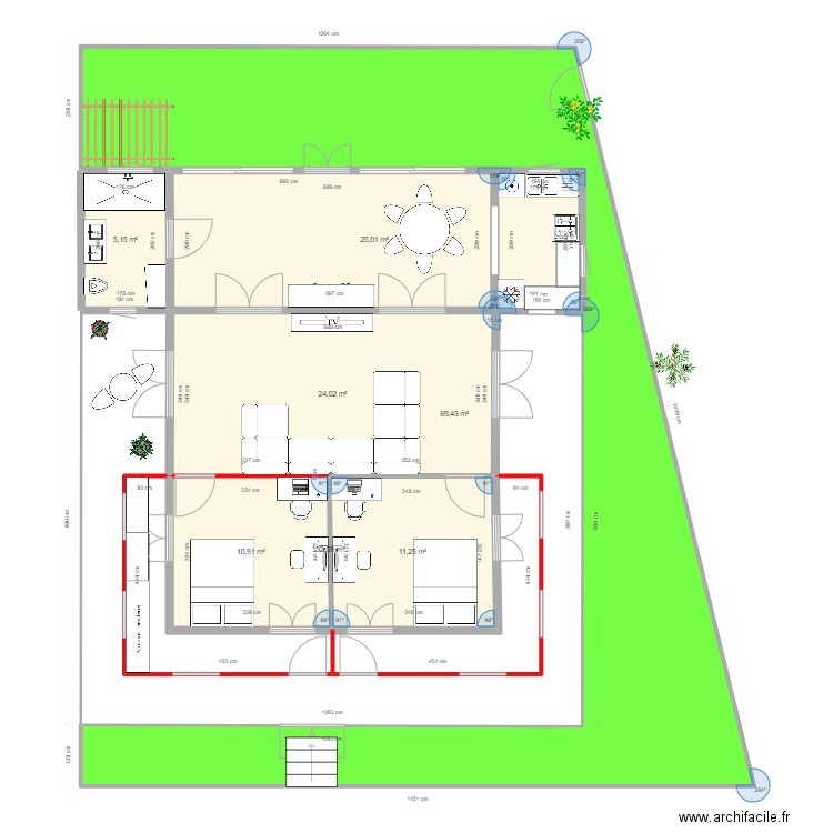 Maison Bord de mer2. Plan de 7 pièces et 178 m2