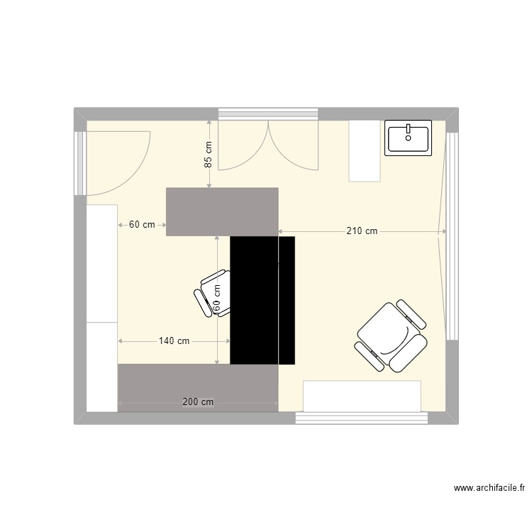 Bureau Antoine. Plan de 1 pièce et 16 m2