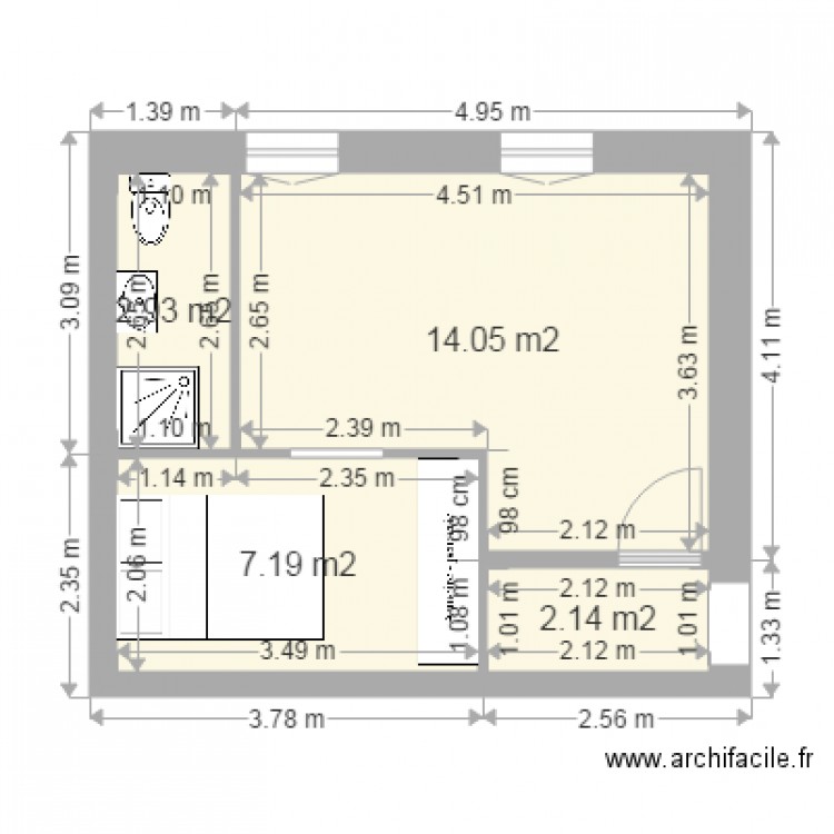 appart 2 v1. Plan de 0 pièce et 0 m2