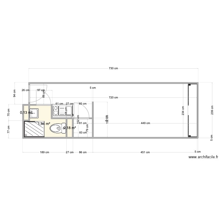 plan logeart 228. Plan de 3 pièces et 2 m2