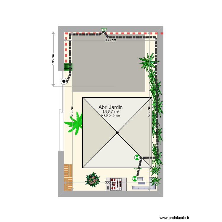 abri Jardin. Plan de 1 pièce et 19 m2