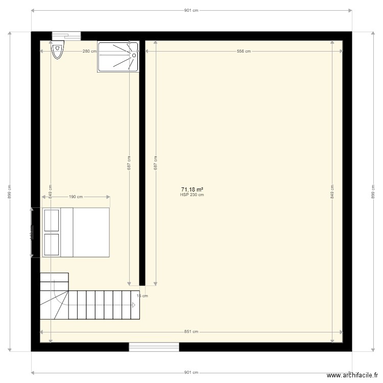 plan maison 1 etage. Plan de 1 pièce et 71 m2