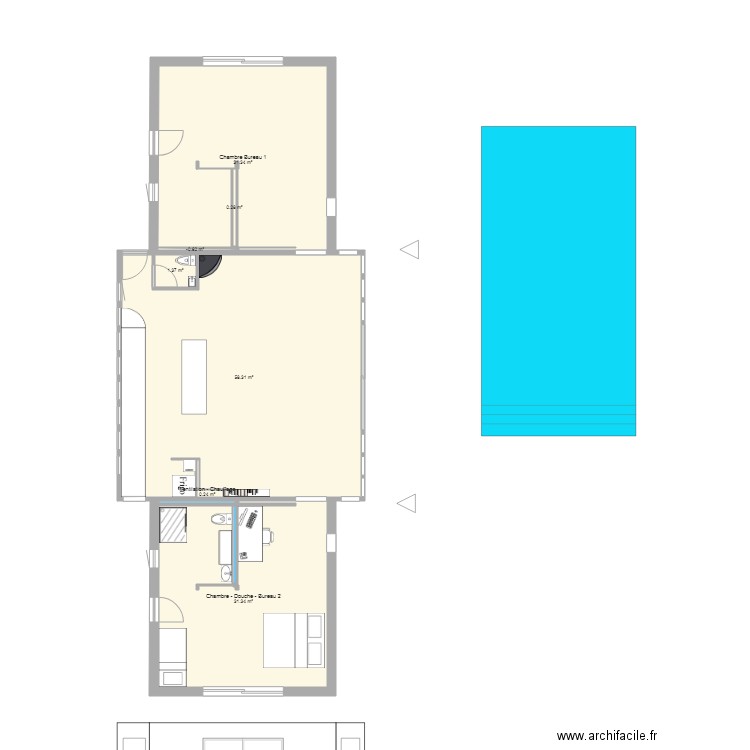 Maison longère 2 chambres plan 2. Plan de 0 pièce et 0 m2