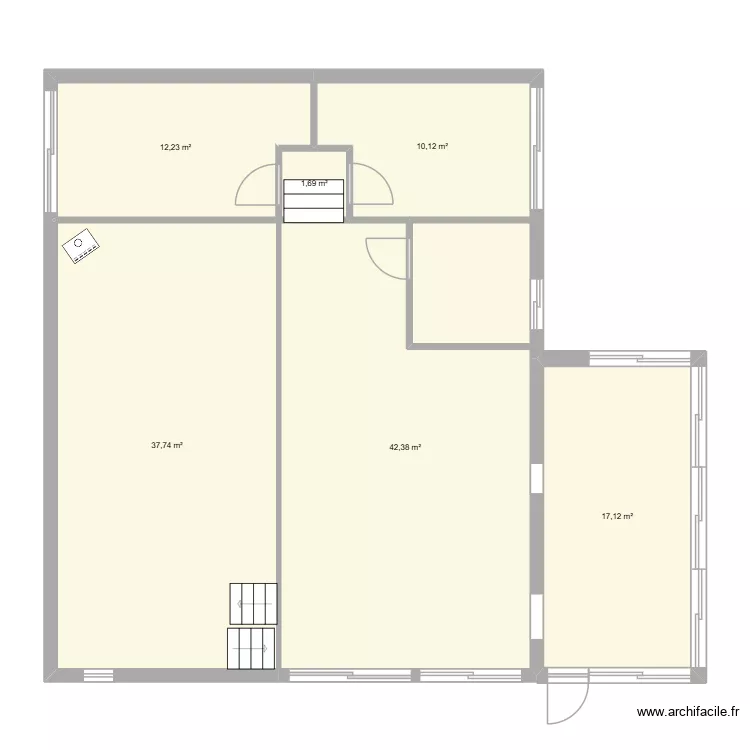 NIV2. Plan de 6  et 121 m²