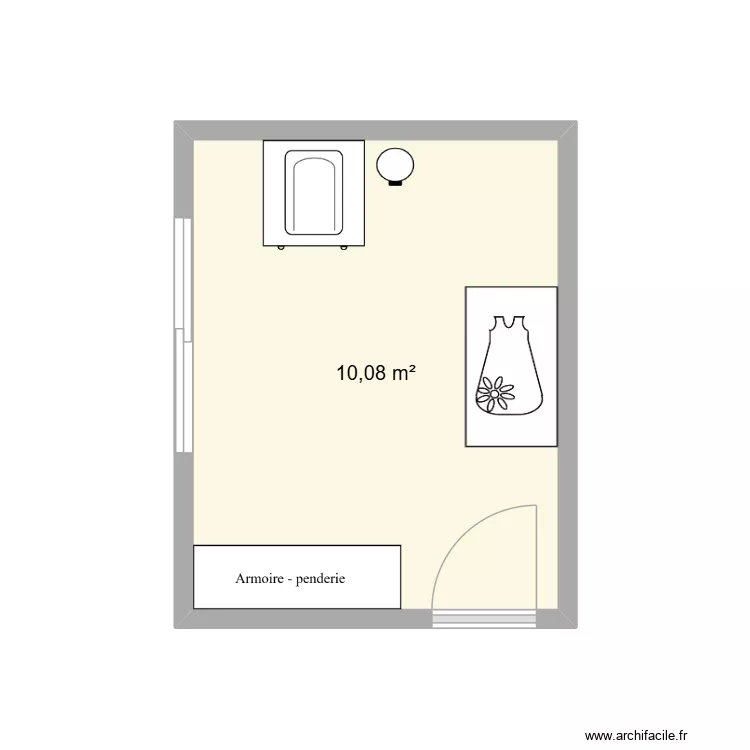 Chambre b&eacute;b&eacute;. Plan de 1  et 10 m²