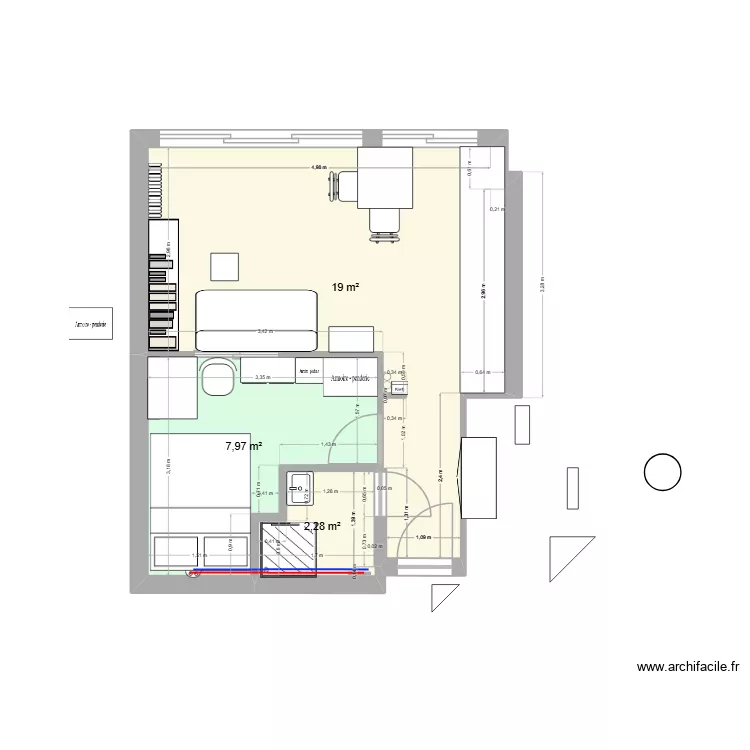 philip august - cloison avec salon. Plan de 