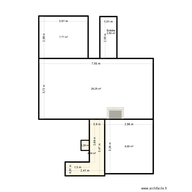 Plan M.Calve. Plan de 6 pièces et 51 m2