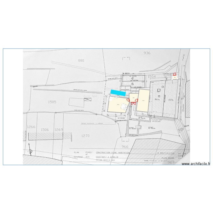 TERRAIN . Plan de 5 pièces et 71 m2