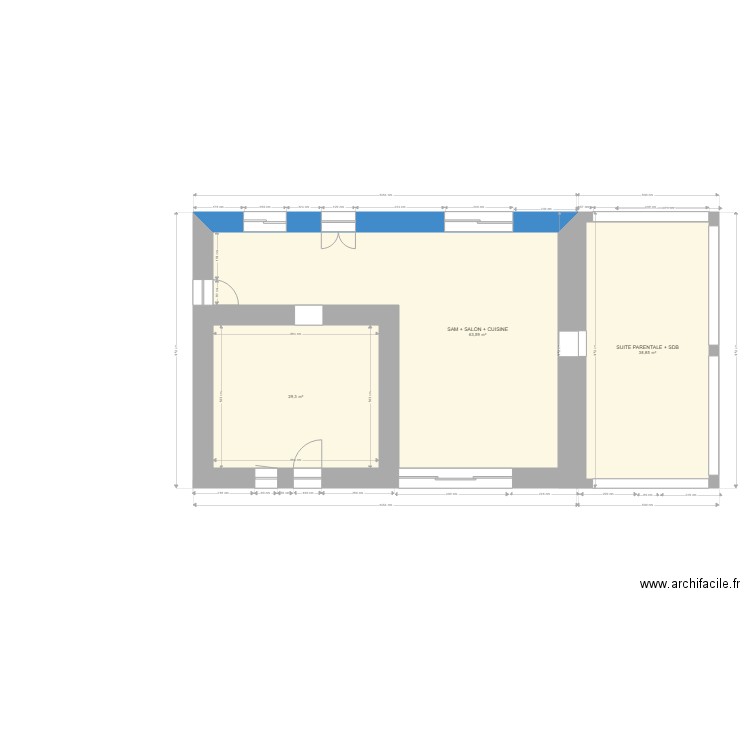 PALN RDC PRESENT. Plan de 3 pièces et 132 m2