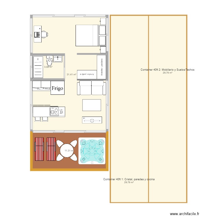 Black 1Br 2 40ft container. Plan de 0 pièce et 0 m2