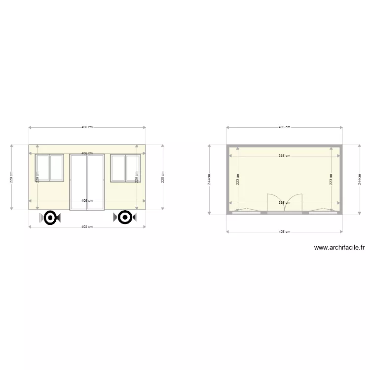 plan roulotte porte double et fenetre. Plan de 