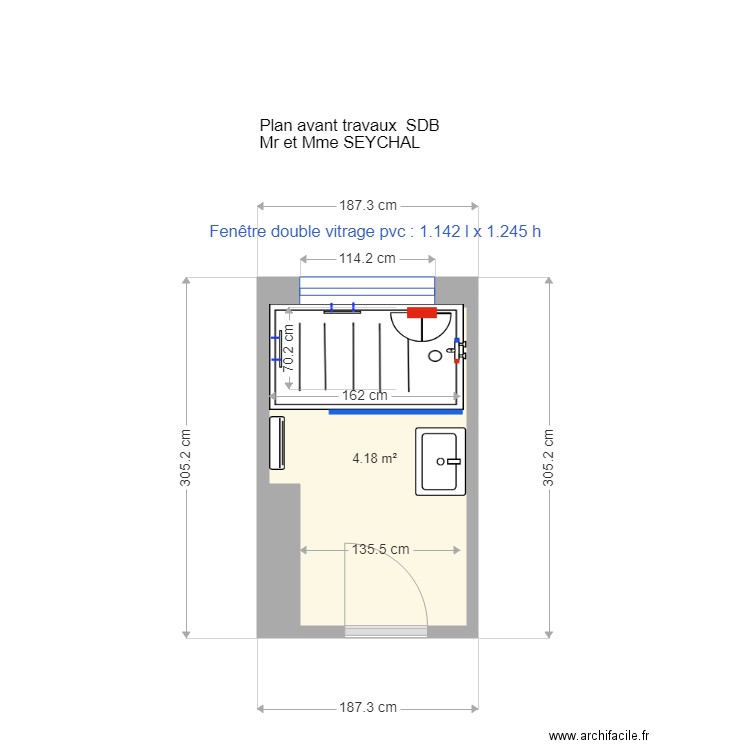 SEYCHAL SDB apres TX. Plan de 0 pièce et 0 m2