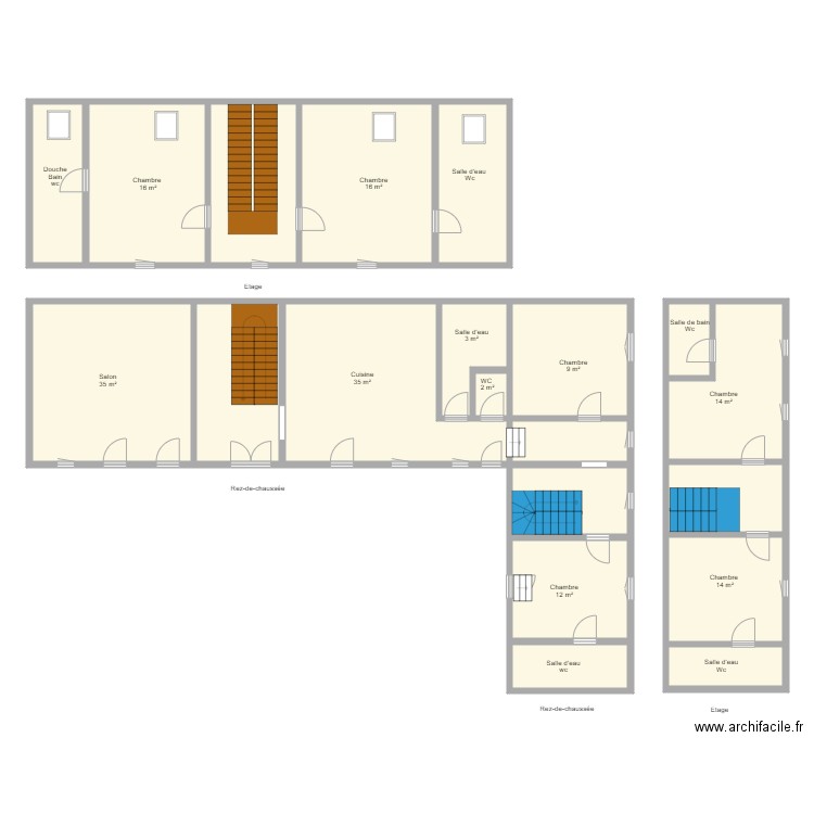 87G6014. Plan de 20 pièces et 272 m2