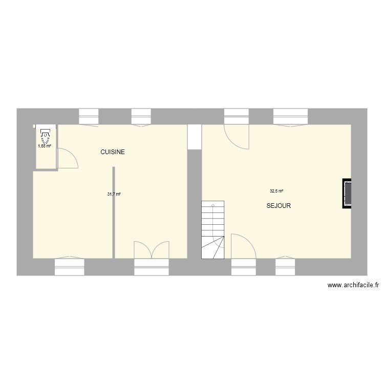 DLR14. Plan de 3 pièces et 66 m2