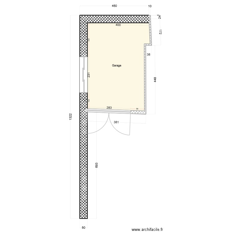 Garage v1.1. Plan de 1 pièce et 21 m2