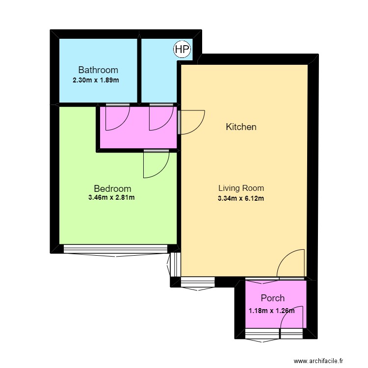 337. Plan de 6 pièces et 46 m2