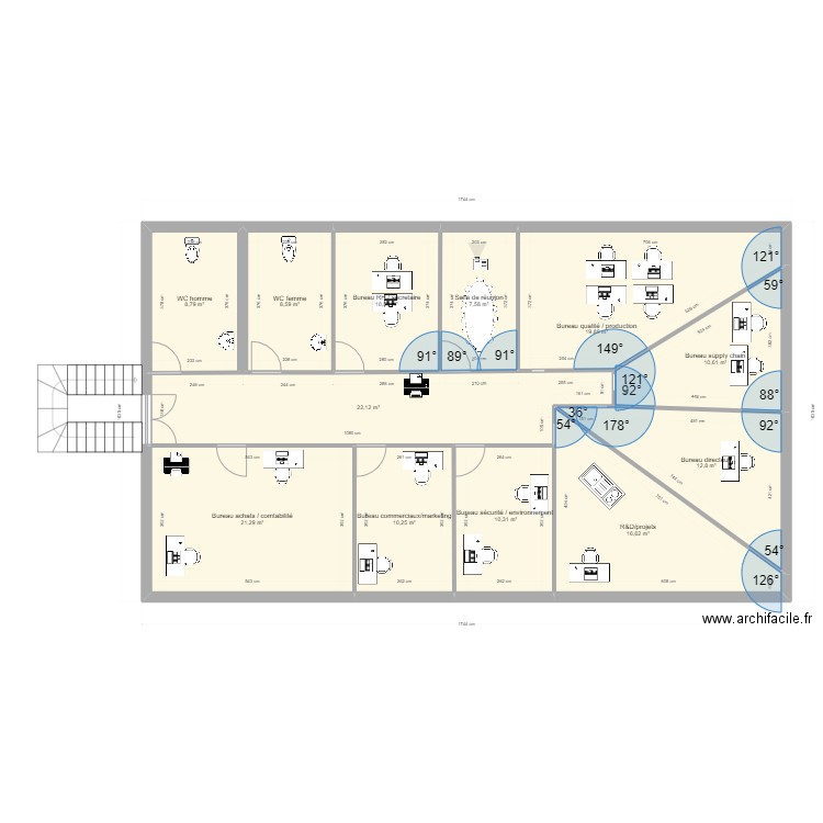 plan étage industrie. Plan de 12 pièces et 159 m2