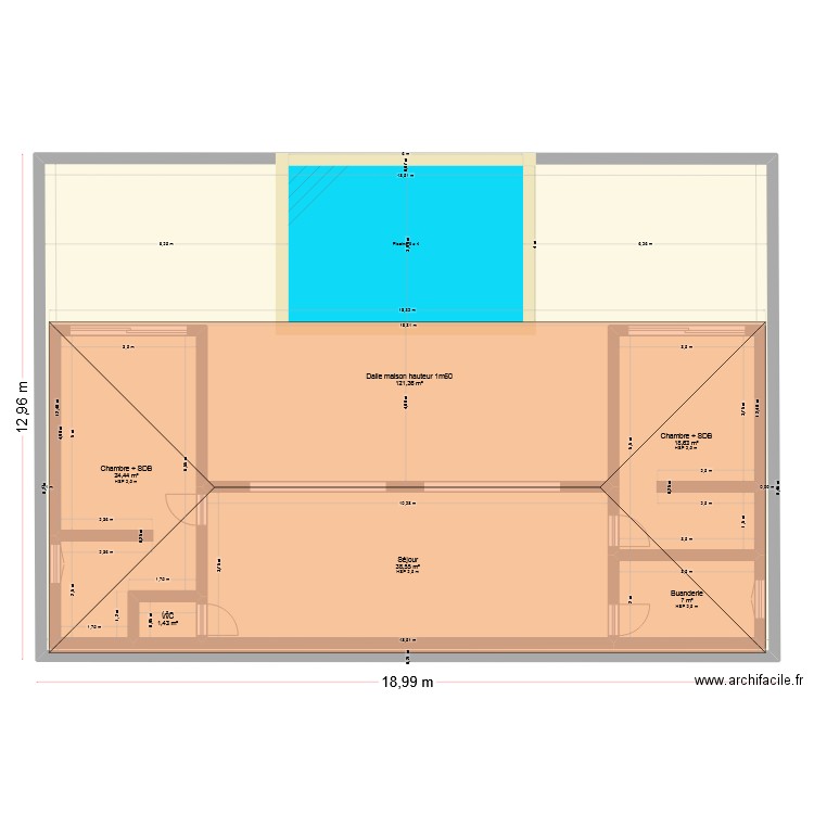 Maison Gwa. Plan de 6 pièces et 321 m2