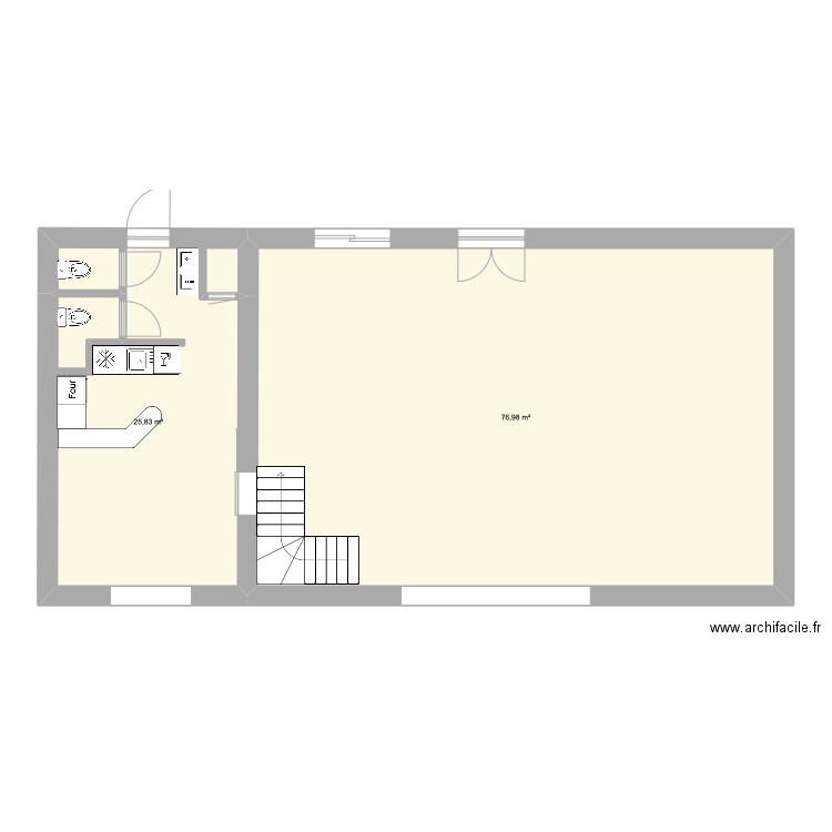 Fromagerie Grange 3 bis. Plan de 2 pièces et 103 m2
