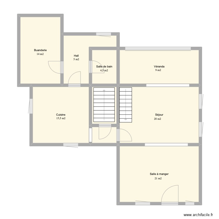 RDC Perbais. Plan de 9 pièces et 90 m2