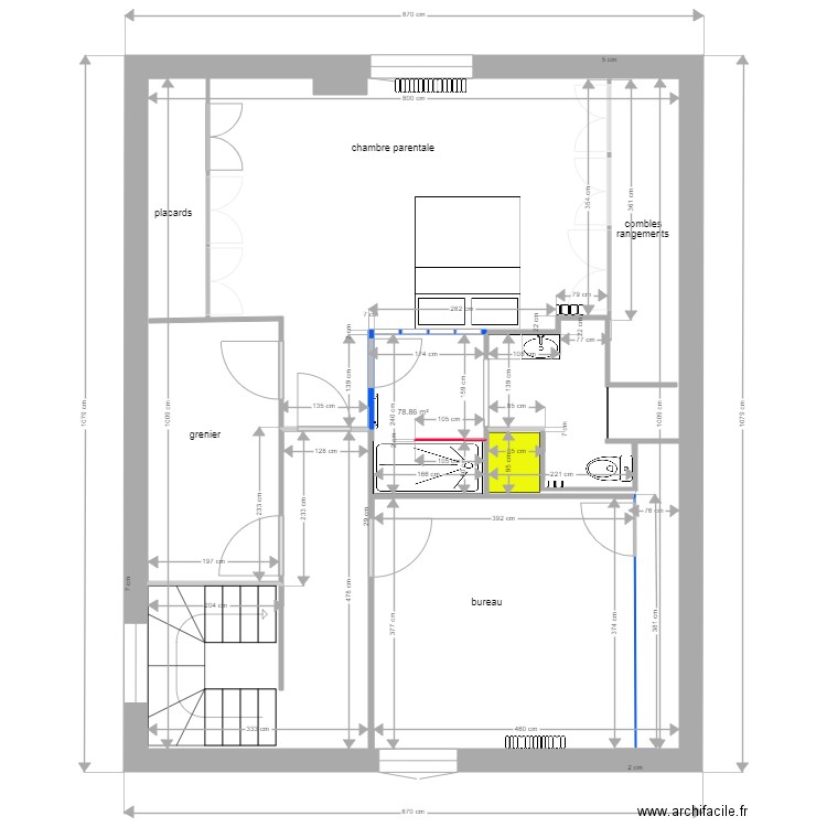Hippolyte PINAUD 2 ième étage travaux 13 11 2020. Plan de 0 pièce et 0 m2