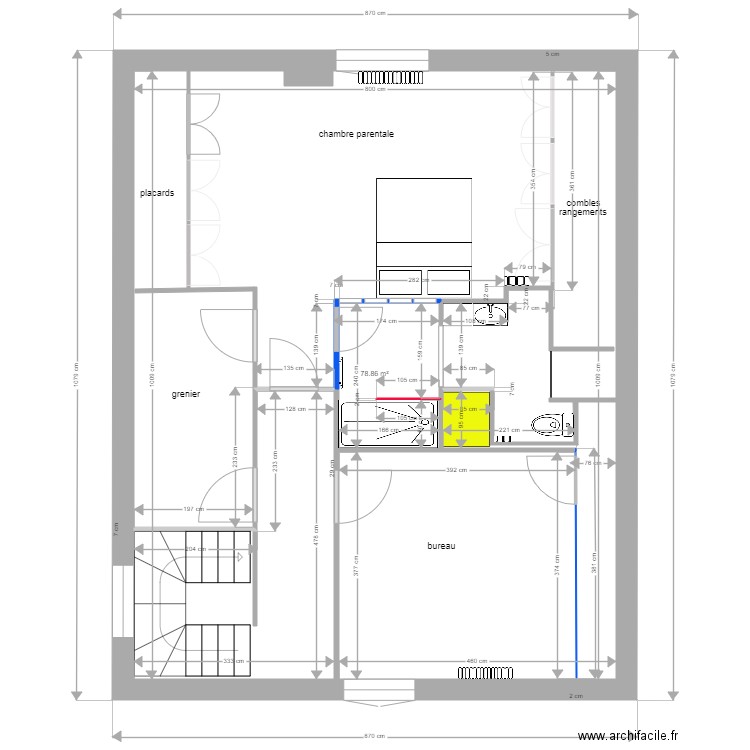 Hippolyte PINAUD 2 ième étage travaux 13 11 2020. Plan de 0 pièce et 0 m2
