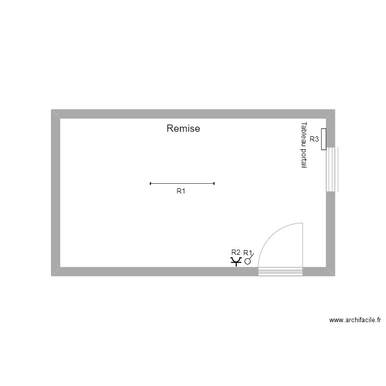 Remise parents. Plan de 1 pièce et 13 m2