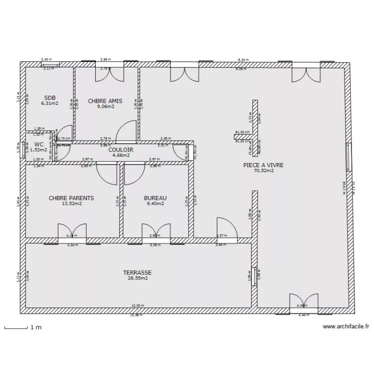 1 - ETAGE AVEC TERRASSE. Plan de 1 - ETAGE AVEC TERRASSE. Plan de