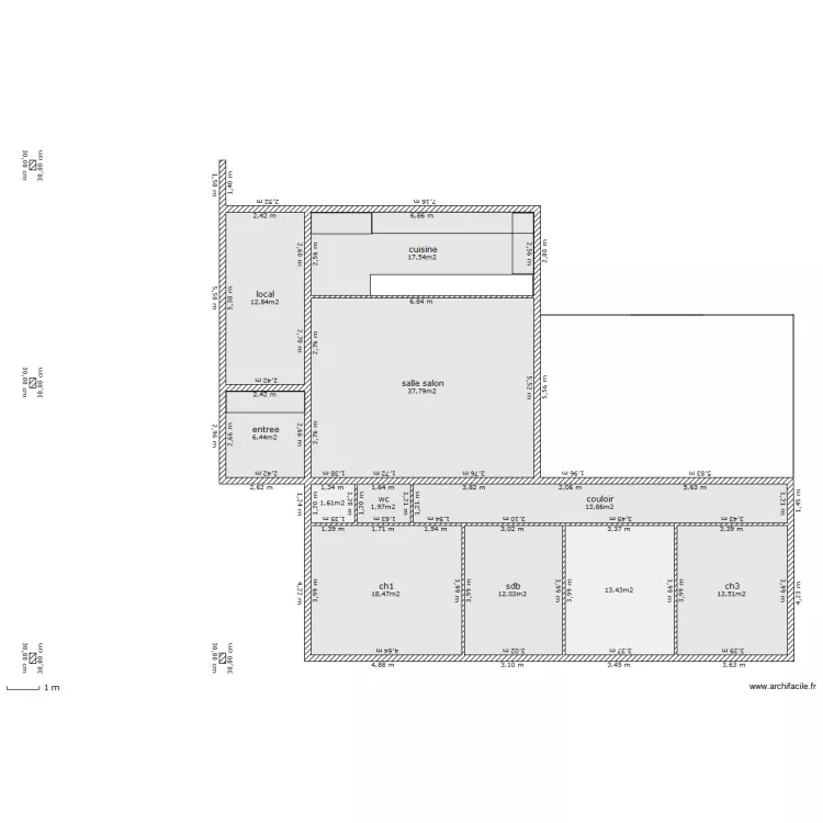 maison projet f5. Plan de 