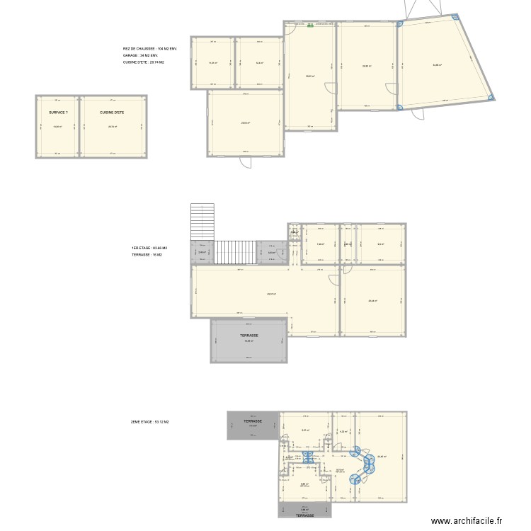 REZ DE CHAUSSEE. Plan de 25 pièces et 354 m2