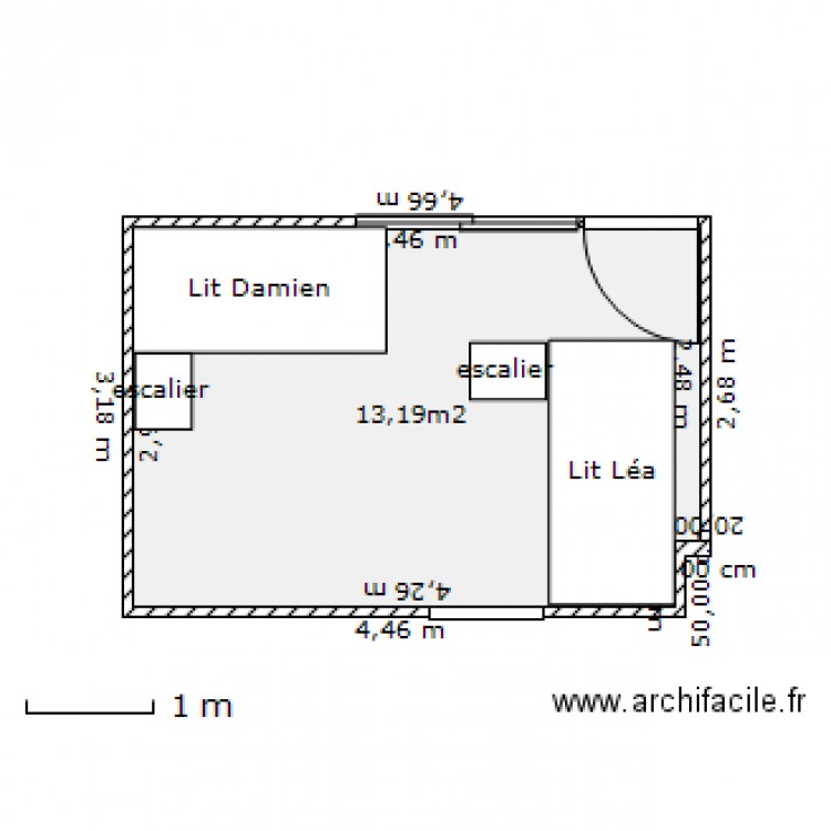 chambre rectangle ter. Plan de 0 pièce et 0 m2