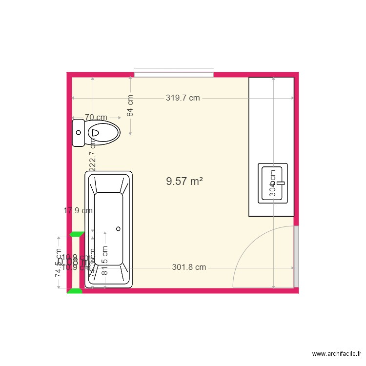 salle de bain jojo. Plan de 2 pièces et 10 m2