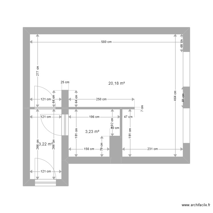 Briard plan base 2. Plan de 4 pièces et 27 m2