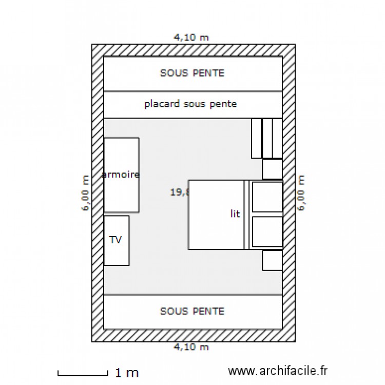 CHAMBRE PETITE TOITURE. Plan de 0 pièce et 0 m2