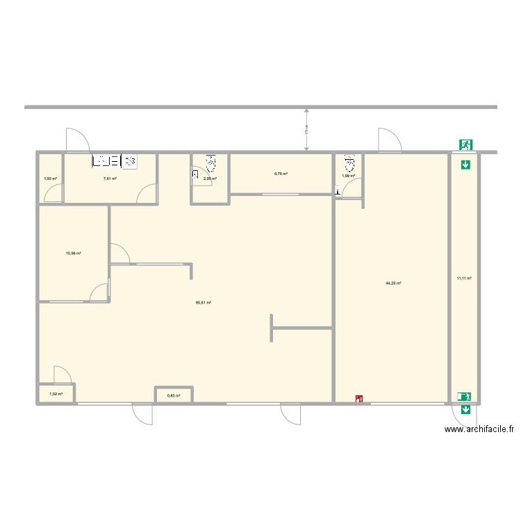  Bureaux Aprocab Existants. Plan de 11 pièces et 175 m2