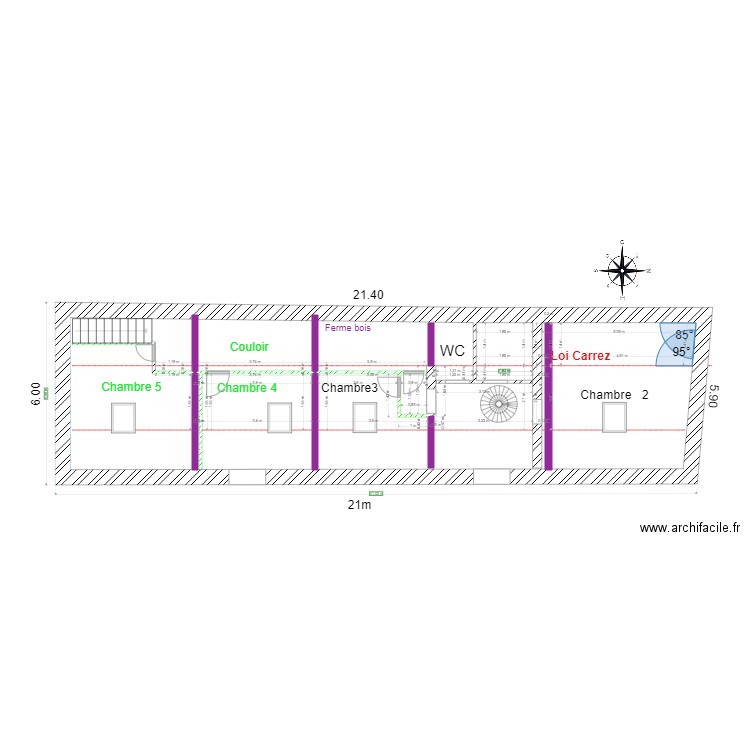 KB maison projet chambre. Plan de 11 pièces et 90 m2