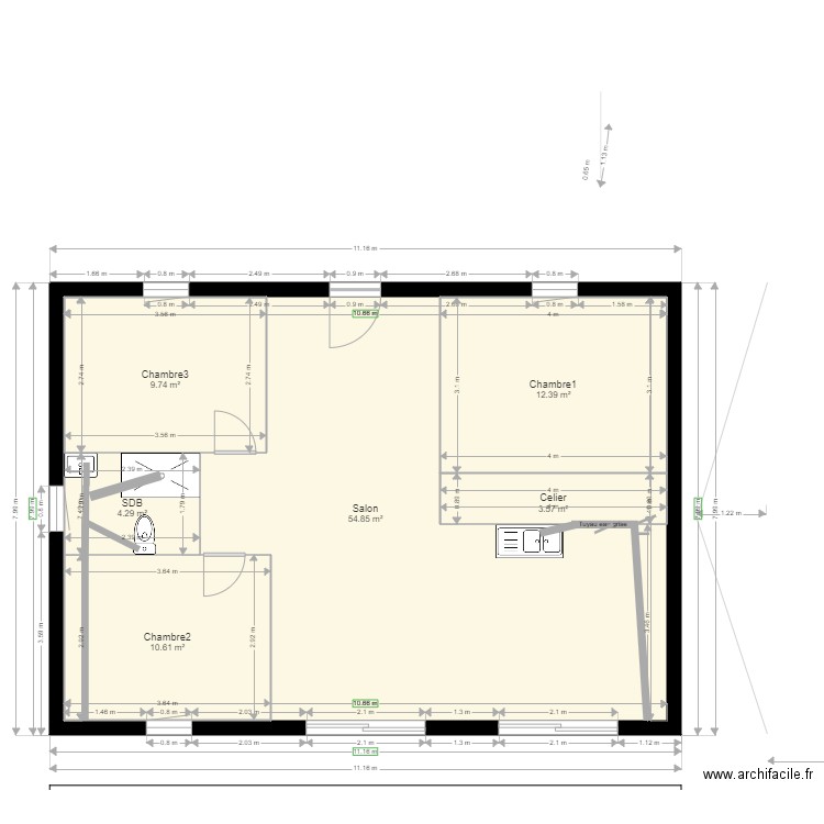 maison 80m carrés . Plan de 0 pièce et 0 m2