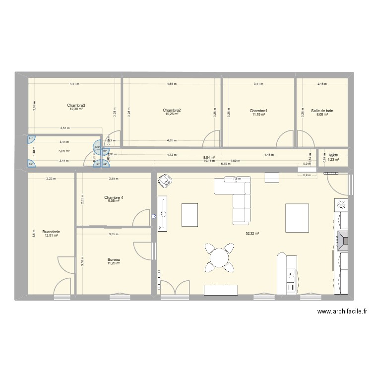 Maison 1. Plan de 11 pièces et 148 m2