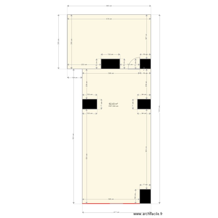 PROJET VIDE DREAMS DONUT MONTAUBAN. Plan de 6 pièces et 66 m2