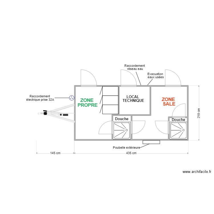 UMD 006/007. Plan de 5 pièces et 8 m2