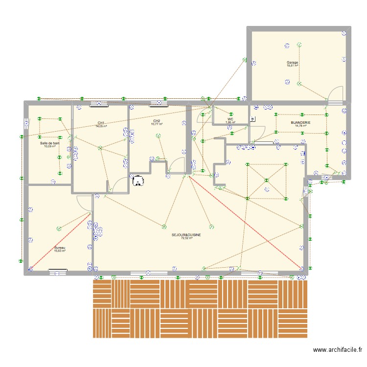 PLAN THIVET ELEC. Plan de 8 pièces et 159 m2