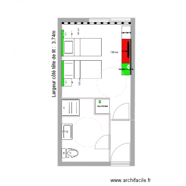 CHAMBRE TYPE A 4BIS. Plan de 0 pièce et 0 m2