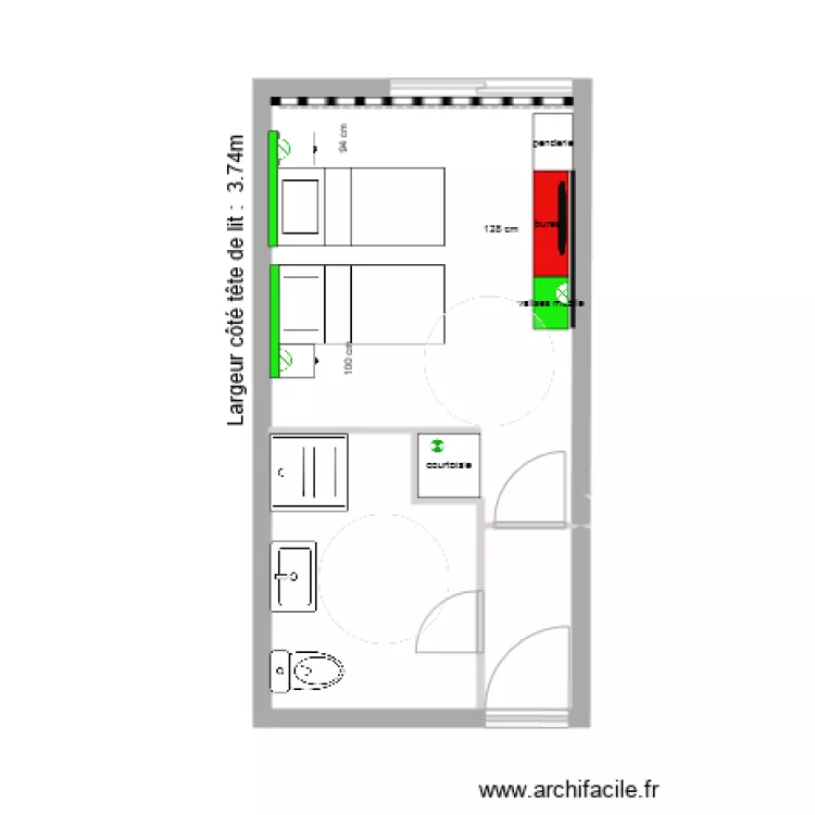CHAMBRE TYPE A 4BIS. Plan de 