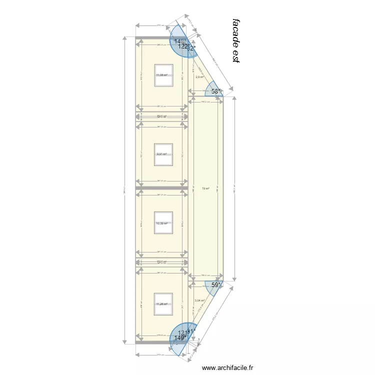 facade est. Plan de facade est. Plan de